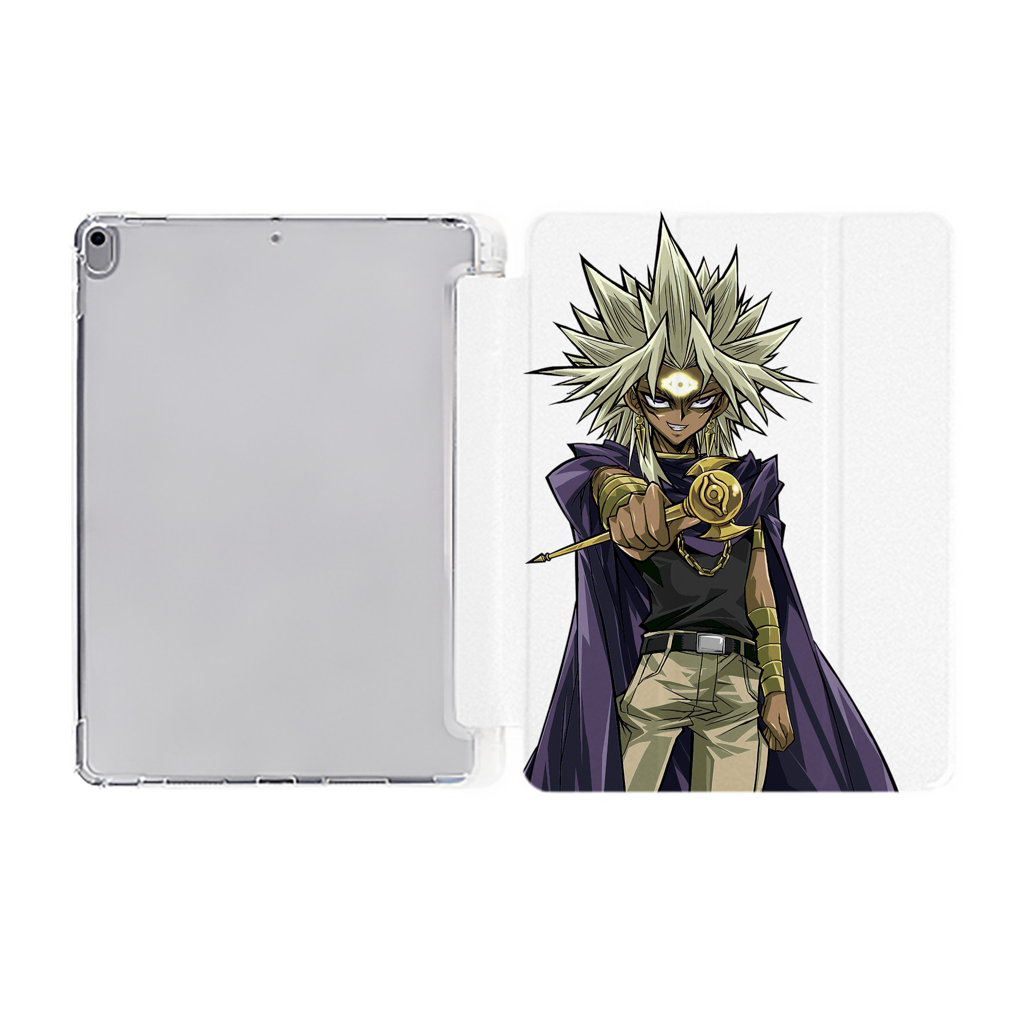 （画像用） 遊☆戯☆王 Yu-Gi-Oh! IPad ケース ペン収納付き 三つ折りスタンド PUレザー×シリコン 対応機種9.5/10.5/10.9インチ